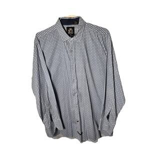 English Laundry Men’s XL Stretch Shirt Blue‎ Geometric Print Button Down